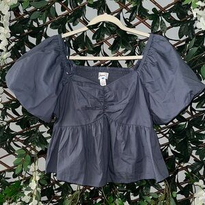 Japna Charcoal Puff Sleeve Blouse